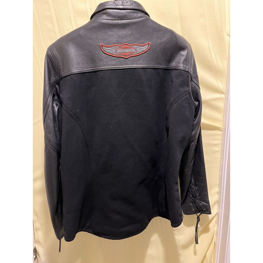 Harley-Davidson Womens Size LG Embossed Leather‎ Jacket Black DC